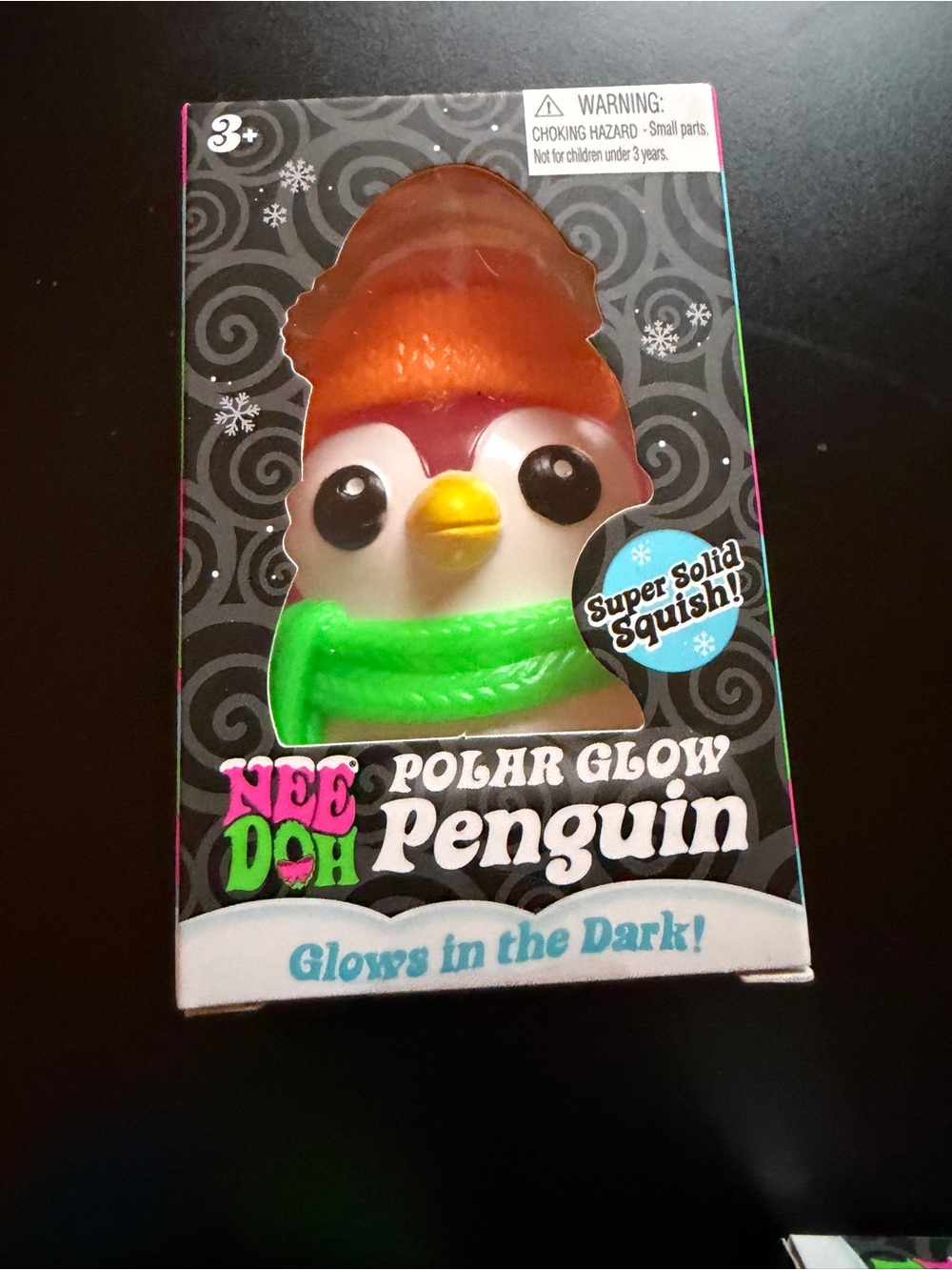 New NeeDoh Schylling Squishmas Polar Glow Squishy Toy Penguin Orange Hat Squeeze